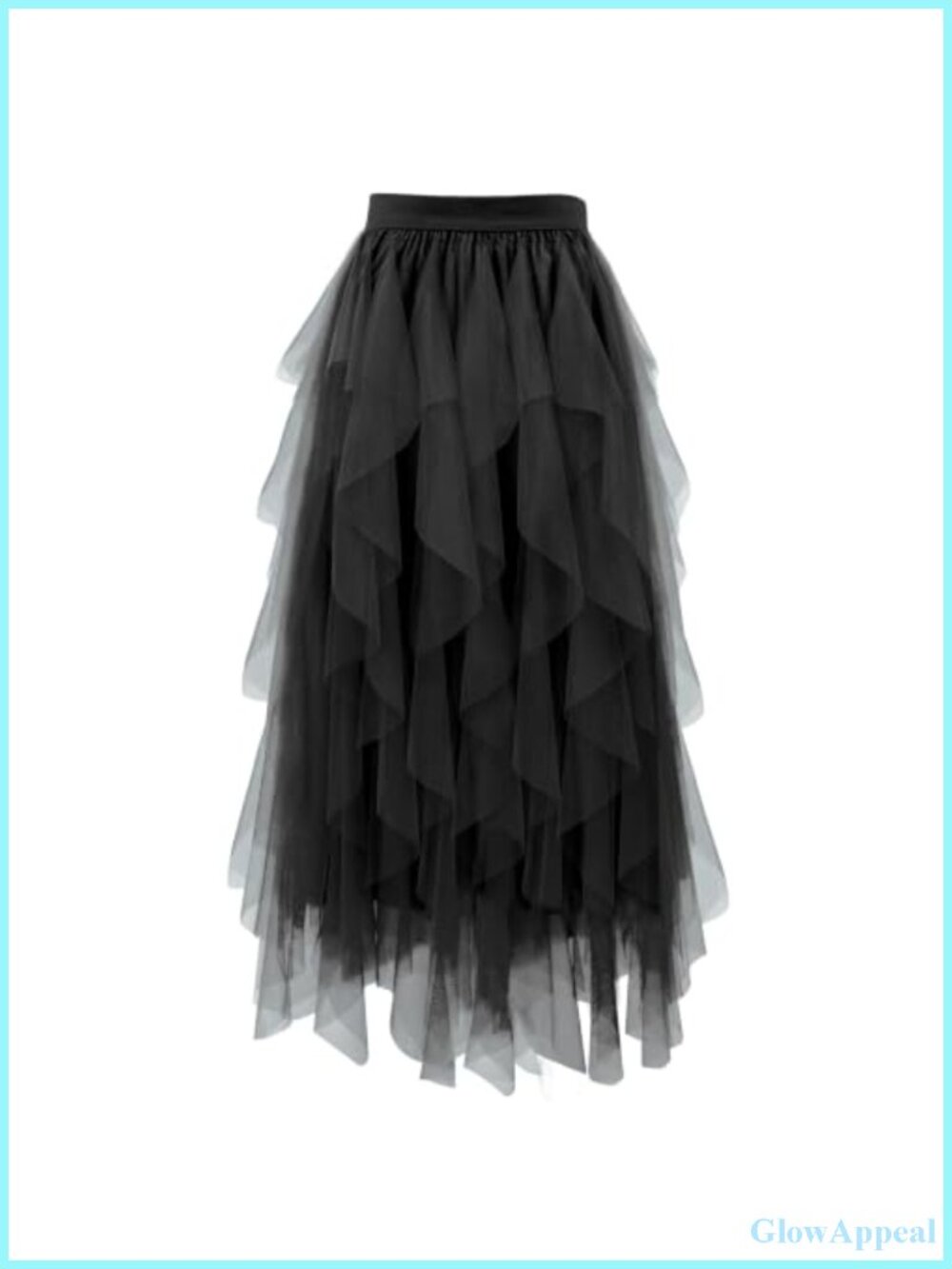 Layered Mesh Tulle A-Line High Waisted Midi Skirt for Party